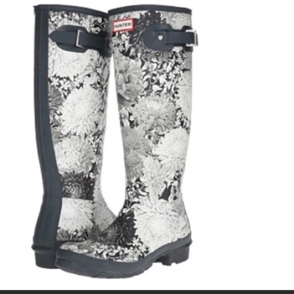 hunter floral rain boots
